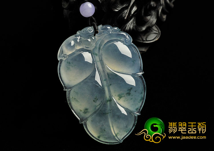 冰玻种飘花缅甸翡翠A货叶子挂件