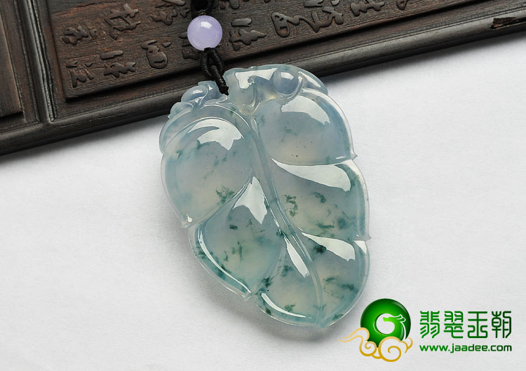 冰玻种飘花缅甸翡翠A货叶子挂件