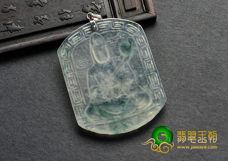 玻璃种飘花缅甸翡翠A货观音挂件