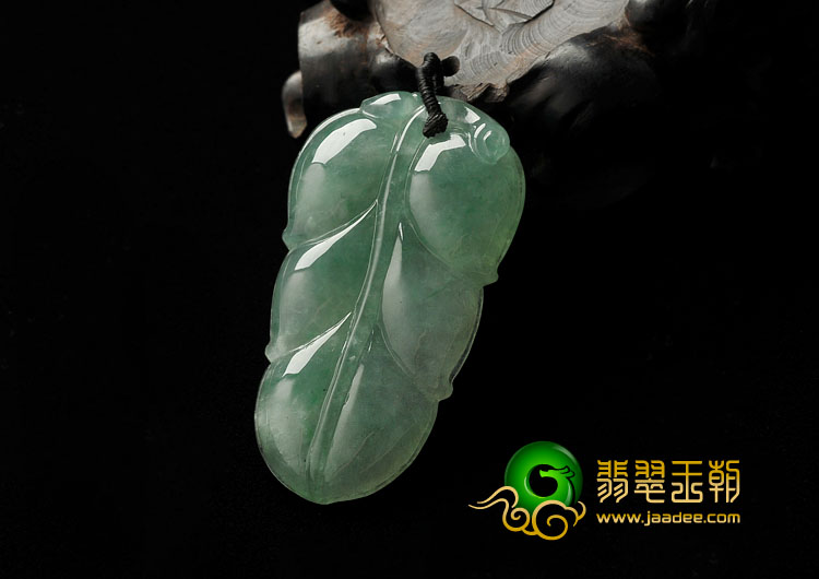 冰种晴水缅甸翡翠A货叶子挂件