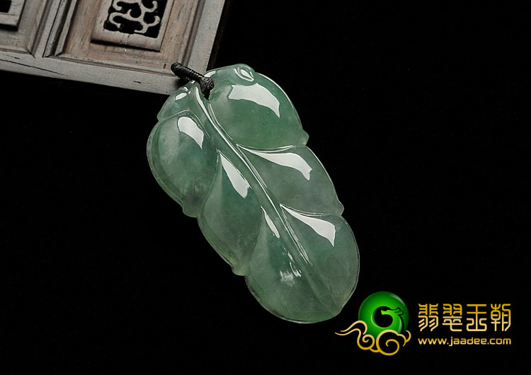 冰种晴水缅甸翡翠A货叶子挂件