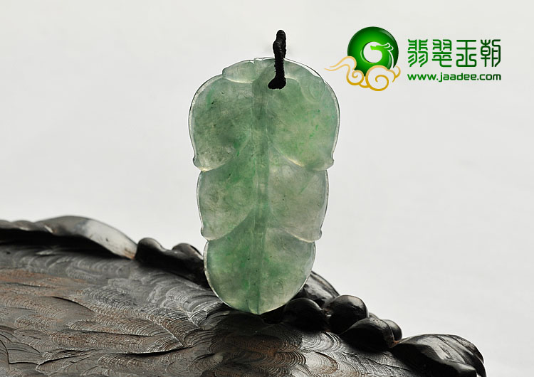 冰种晴水缅甸翡翠A货叶子挂件