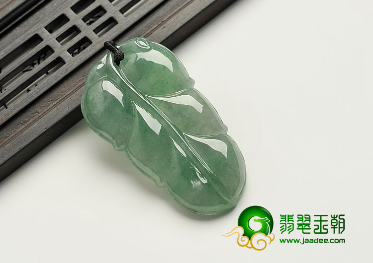 冰种晴水缅甸翡翠A货叶子挂件