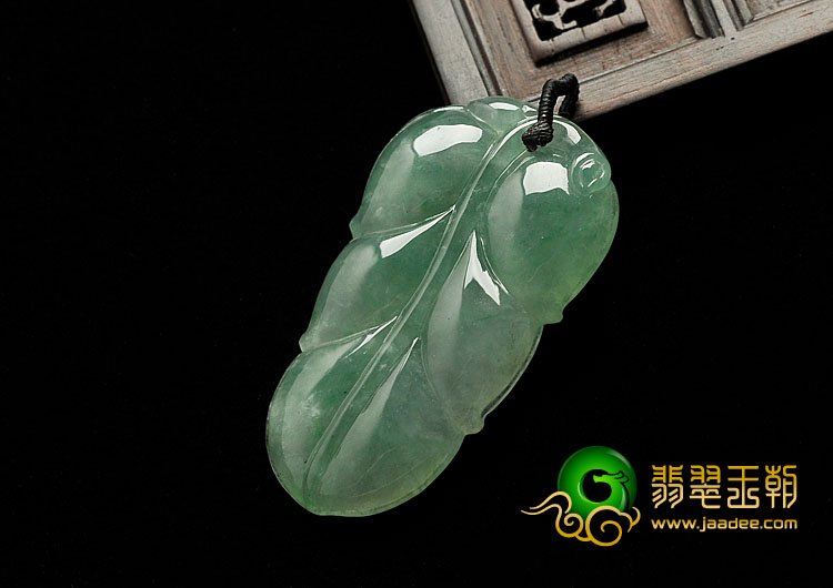 冰种晴水缅甸翡翠A货叶子挂件