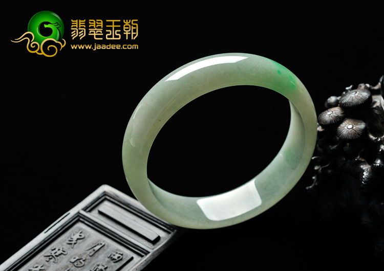 糯冰种飘翠缅甸翡翠A货手镯（59mm）