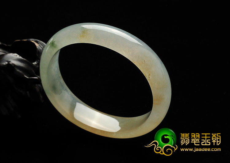 冰种黄翡略飘花缅甸翡翠A货贵妃镯（52.8mm-46.1mm）