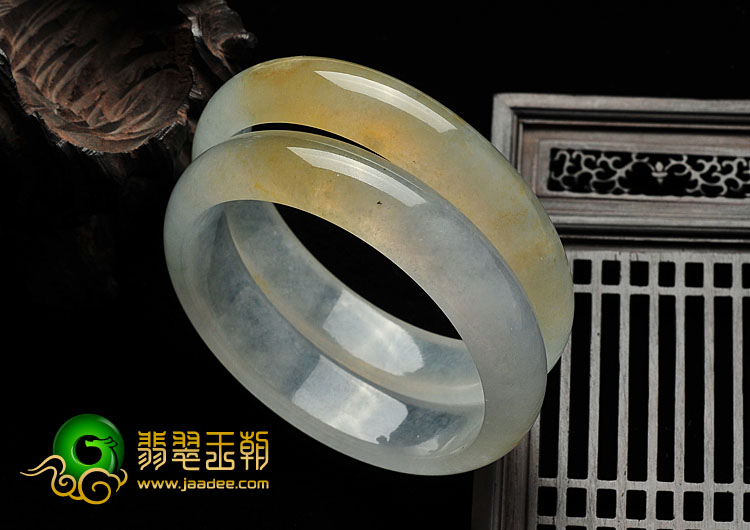 冰玻种黄翡缅甸翡翠A货手镯（59mm）（单价）