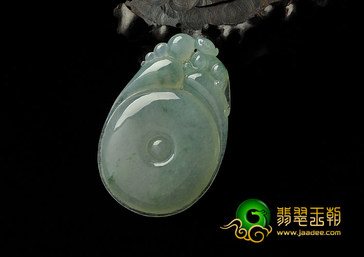 冰种飘花缅甸翡翠A货福在眼前挂件