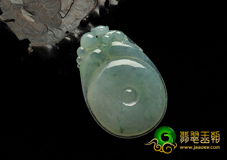 冰种飘花缅甸翡翠A货福在眼前挂件
