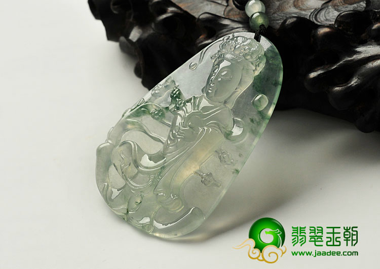 玻璃种飘花缅甸翡翠A货踏雪寻梅挂件