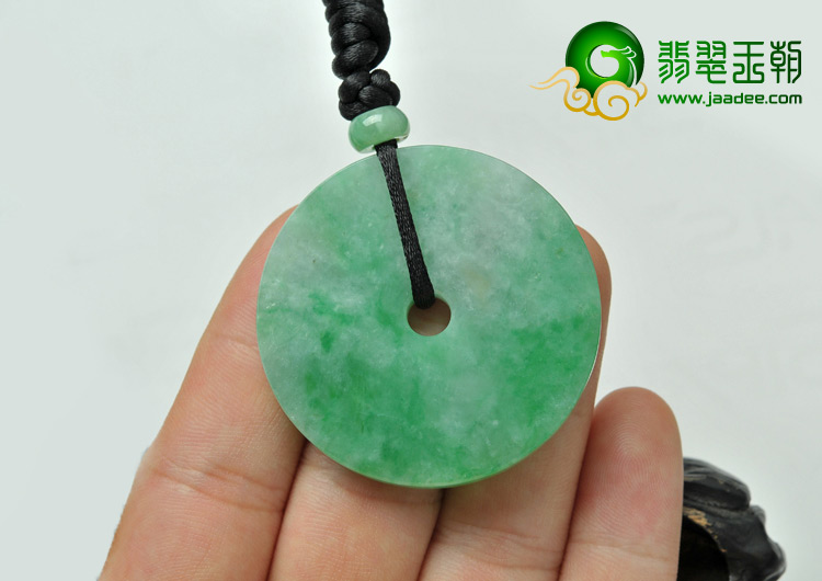 糯冰种翠色缅甸翡翠A货平安扣挂件