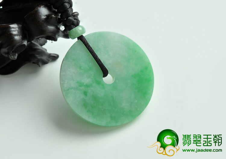 糯冰种翠色缅甸翡翠A货平安扣挂件