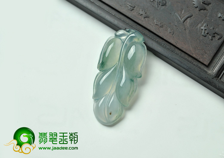 冰种飘花缅甸翡翠A货叶子挂件
