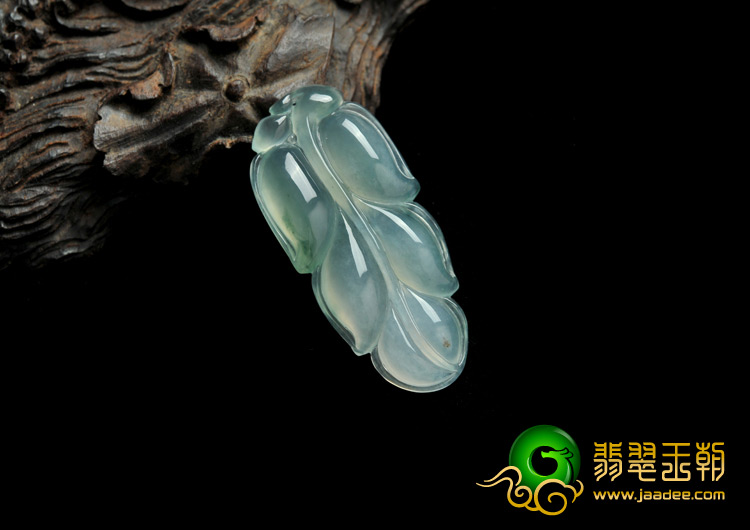 冰种飘花缅甸翡翠A货叶子挂件
