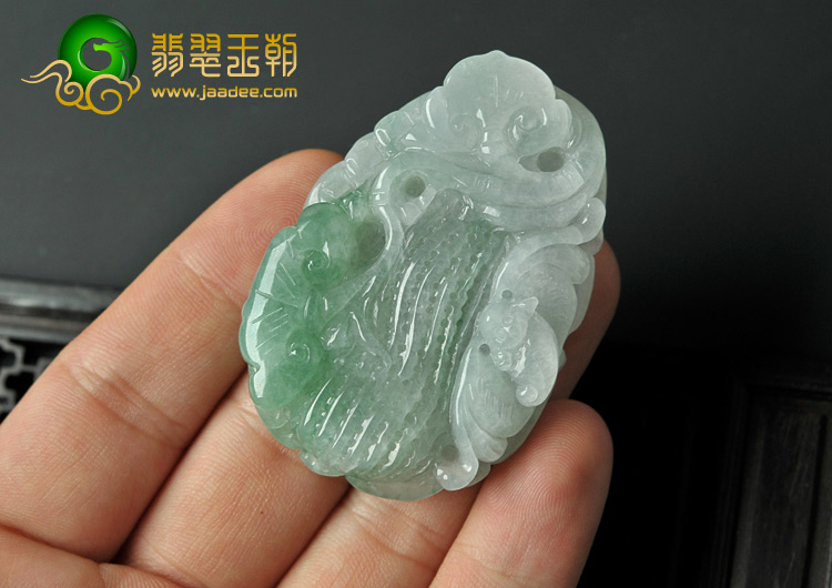 糯冰种晴水飘花缅甸翡翠A货生意兴隆挂件