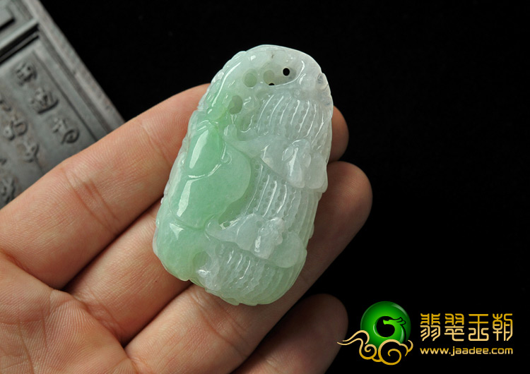 糯冰种晴水缅甸翡翠A货生意兴隆挂件