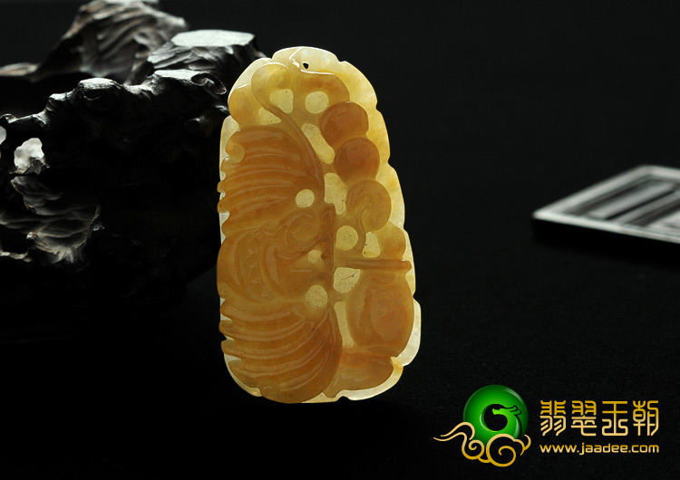 糯冰种黄翡缅甸翡翠A货福在眼前挂件