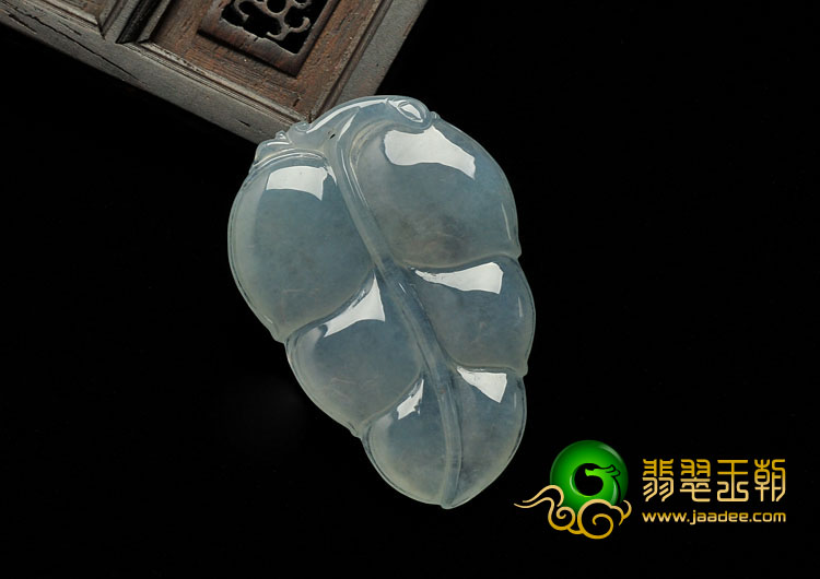冰种晴水缅甸翡翠A货叶子挂件