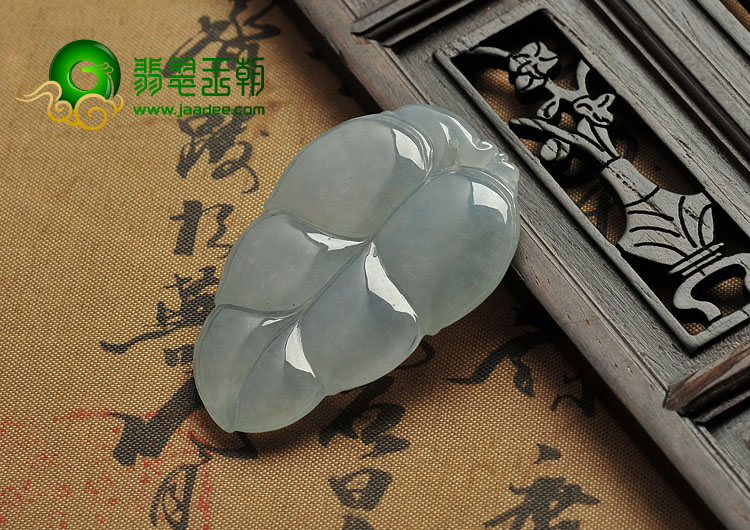 冰种晴水缅甸翡翠A货叶子挂件