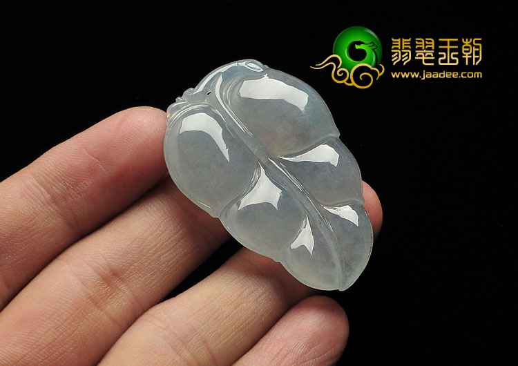 冰种晴水缅甸翡翠A货叶子挂件