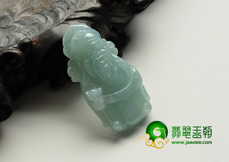糯冰种晴水缅甸翡翠A货财神挂件
