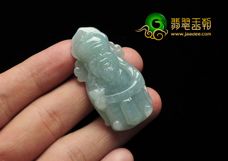 糯冰种晴水缅甸翡翠A货财神挂件