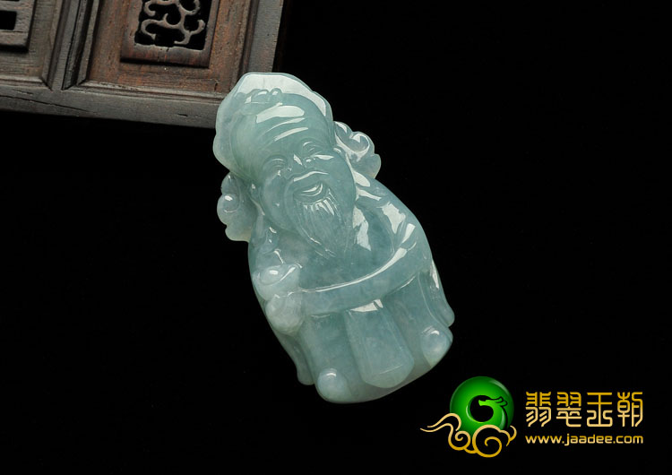 糯冰种晴水缅甸翡翠A货财神挂件