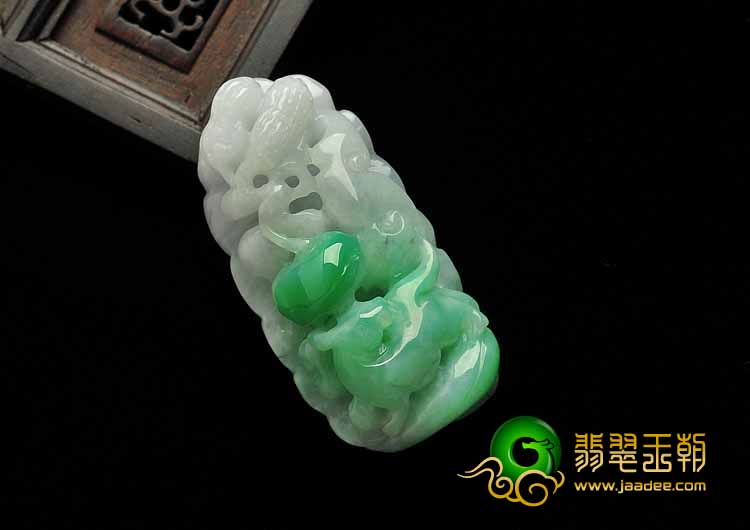 糯冰种翠色缅甸翡翠A货生意兴隆挂件