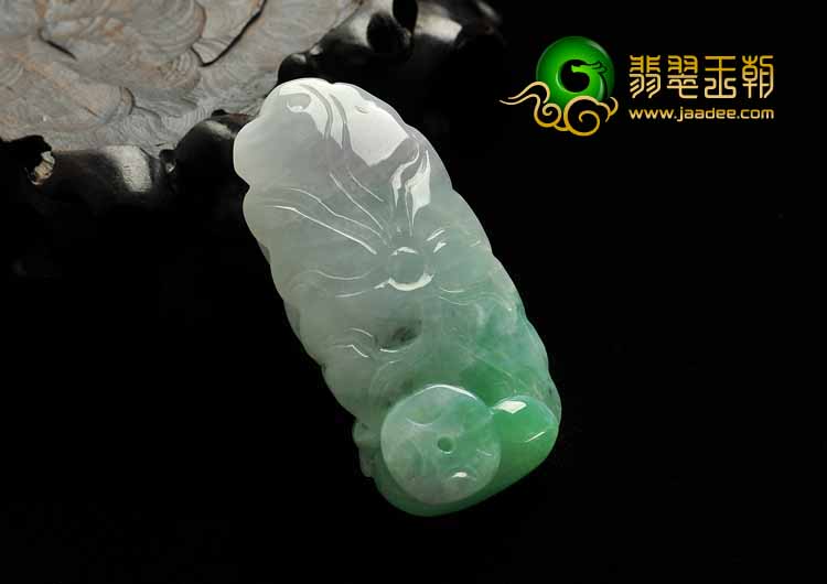 糯冰种翠色缅甸翡翠A货生意兴隆挂件