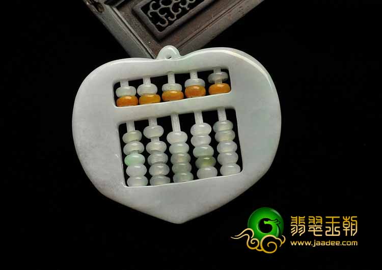 细糯种白色缅甸翡翠A货算盘挂件