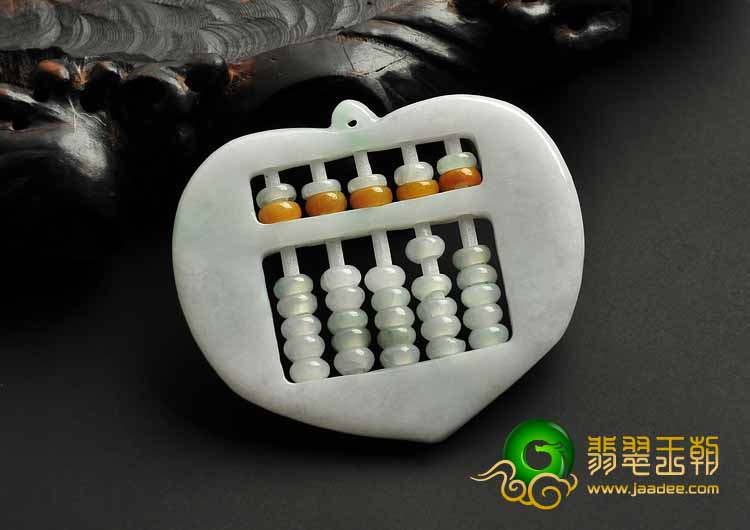 细糯种白色缅甸翡翠A货算盘挂件