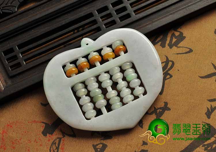 细糯种白色缅甸翡翠A货算盘挂件