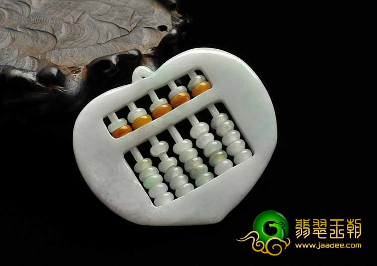 细糯种白色缅甸翡翠A货算盘挂件