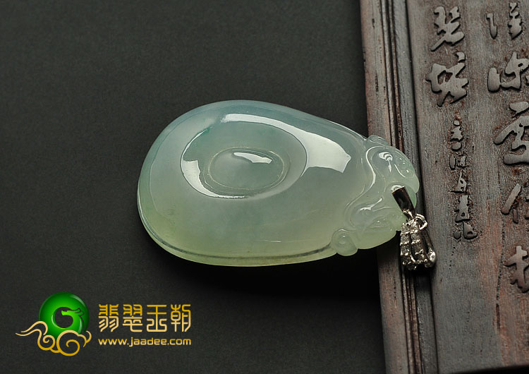 冰种晴水缅甸翡翠A货福在眼前挂件