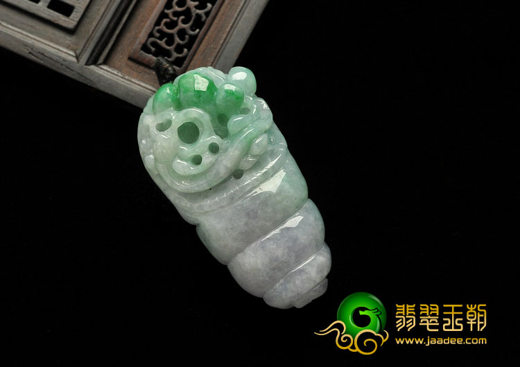 糯冰种紫罗兰飘翠缅甸翡翠A货财源滚滚挂件