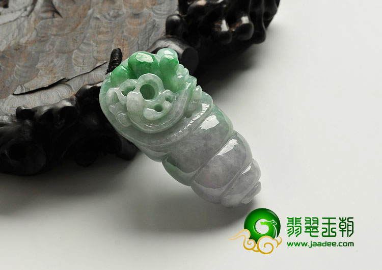 糯冰种紫罗兰飘翠缅甸翡翠A货财源滚滚挂件