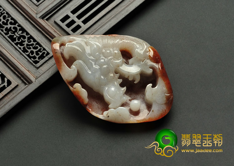 feicui糯冰种红翡缅甸翡翠A货龙头挂件