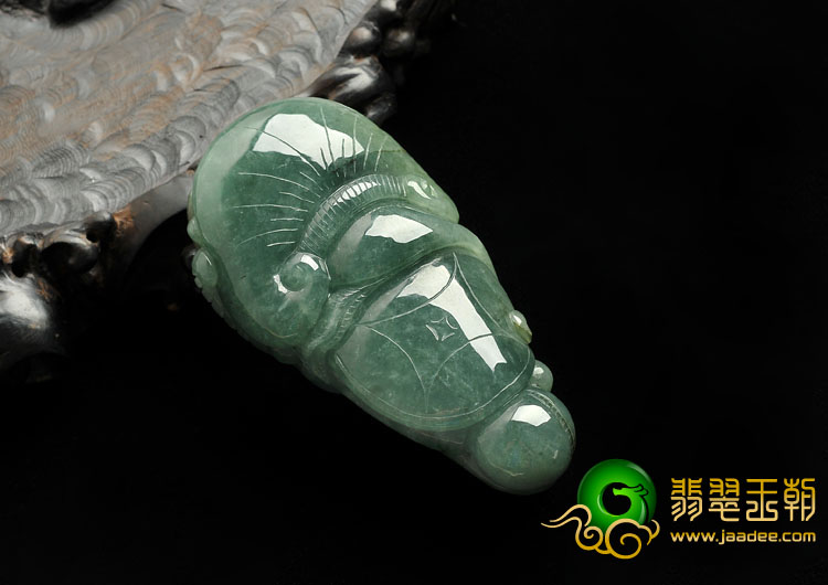 糯冰种油青带褐黄翡缅甸翡翠A货兽头挂件