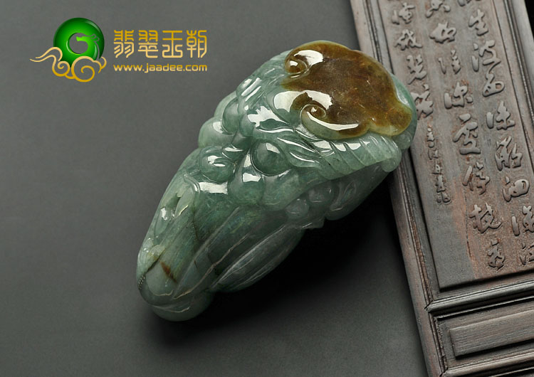 糯冰种油青带褐黄翡缅甸翡翠A货兽头挂件