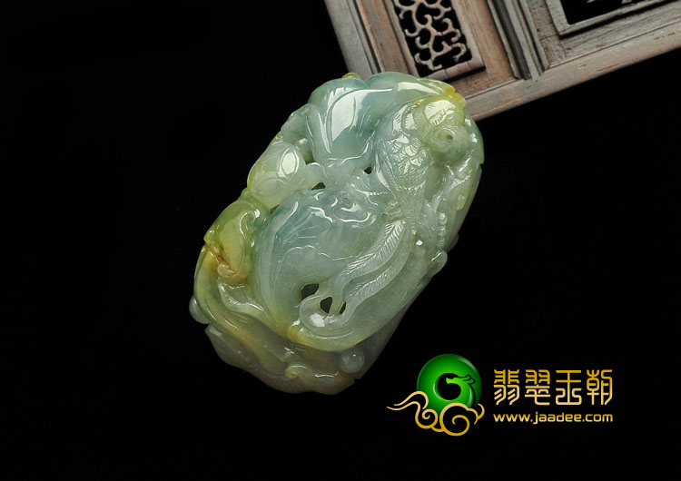 糯冰种晴水带黄翡缅甸翡翠A货英明神武挂件