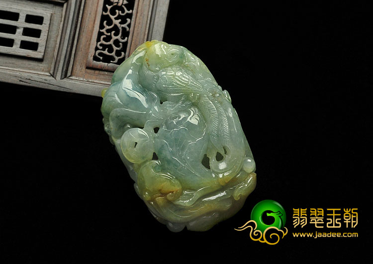 糯冰种晴水带黄翡缅甸翡翠A货英明神武挂件