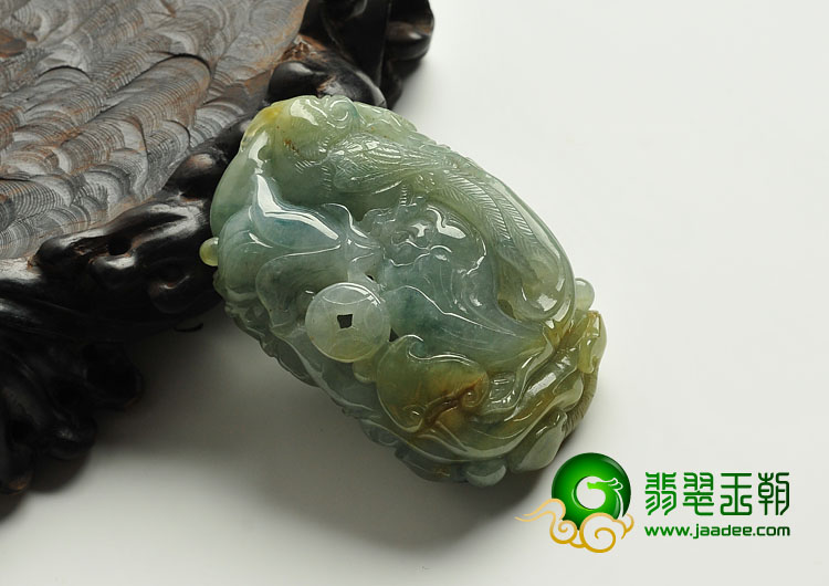糯冰种晴水带黄翡缅甸翡翠A货英明神武挂件