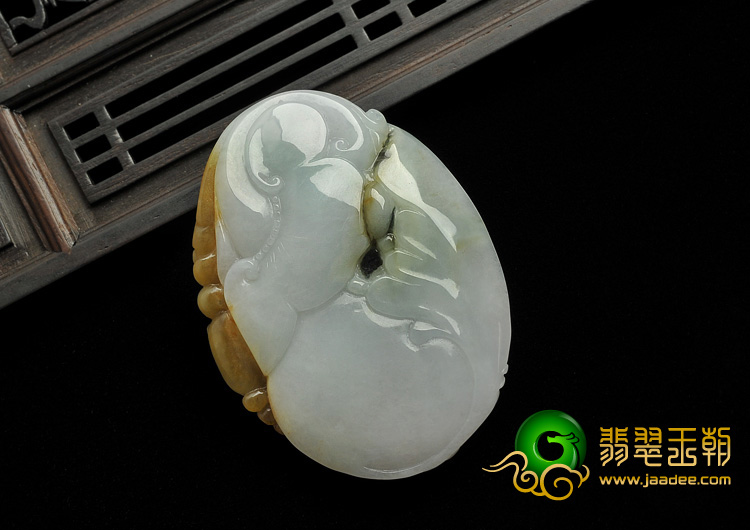 糯冰种晴水带褐黄翡缅甸翡翠A货凤凰挂件