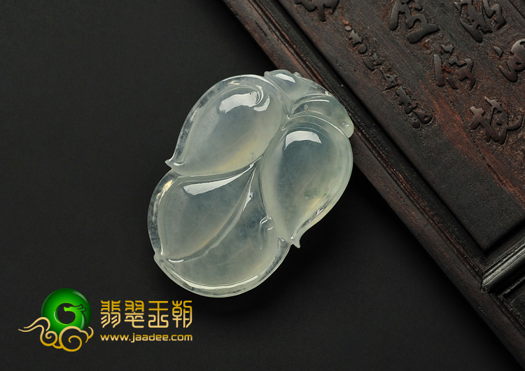 冰种晴水缅甸翡翠A货叶子挂件