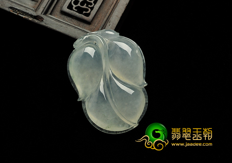 冰种晴水缅甸翡翠A货叶子挂件