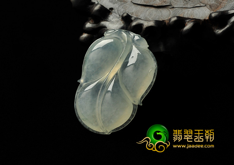 冰种晴水缅甸翡翠A货叶子挂件
