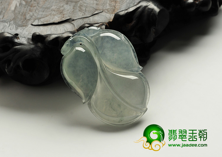 冰种晴水缅甸翡翠A货叶子挂件