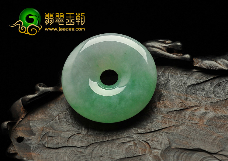 冰种翠色缅甸翡翠A货平安扣挂件