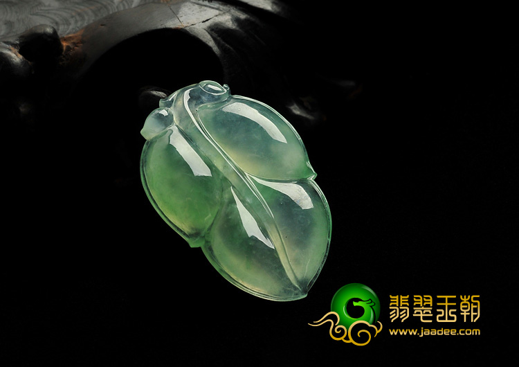 冰玻种绿晴水缅甸翡翠A货叶子挂件