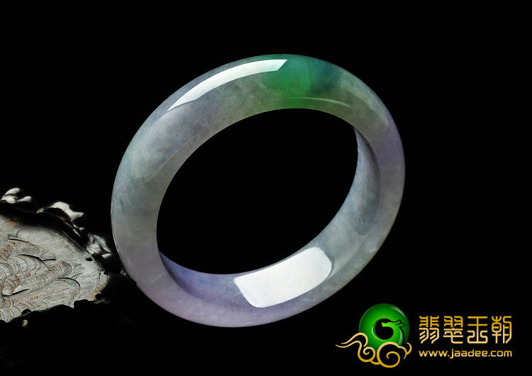冰种春带彩缅甸翡翠A货手镯（56.8mm）